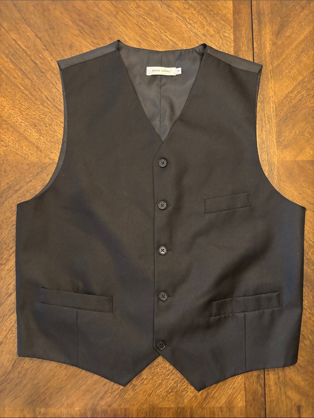 Pierre Cardin Black Men's Tailored Vest - Classic Five-Button Waistcoat